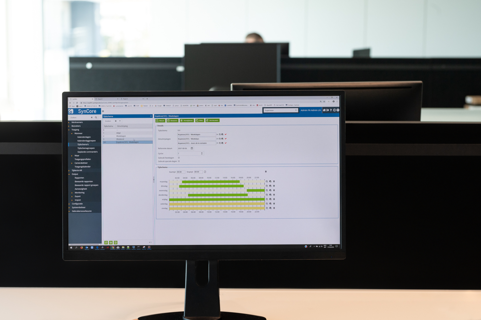 De tijdregistratie van een werknemer de user interface van onze software